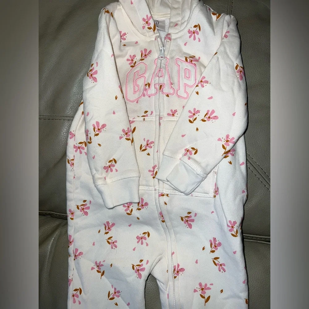 Baby GAP Floral Hooded Onesie 18-24 months - Picture 4 of 9